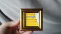 Miniature oil painting grey cat painting: Sleeping Gray Cat on Stairs, Framed Original Art (2x2 in)