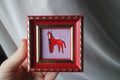 Red Fire horse miniature original oil painting framed 2x2