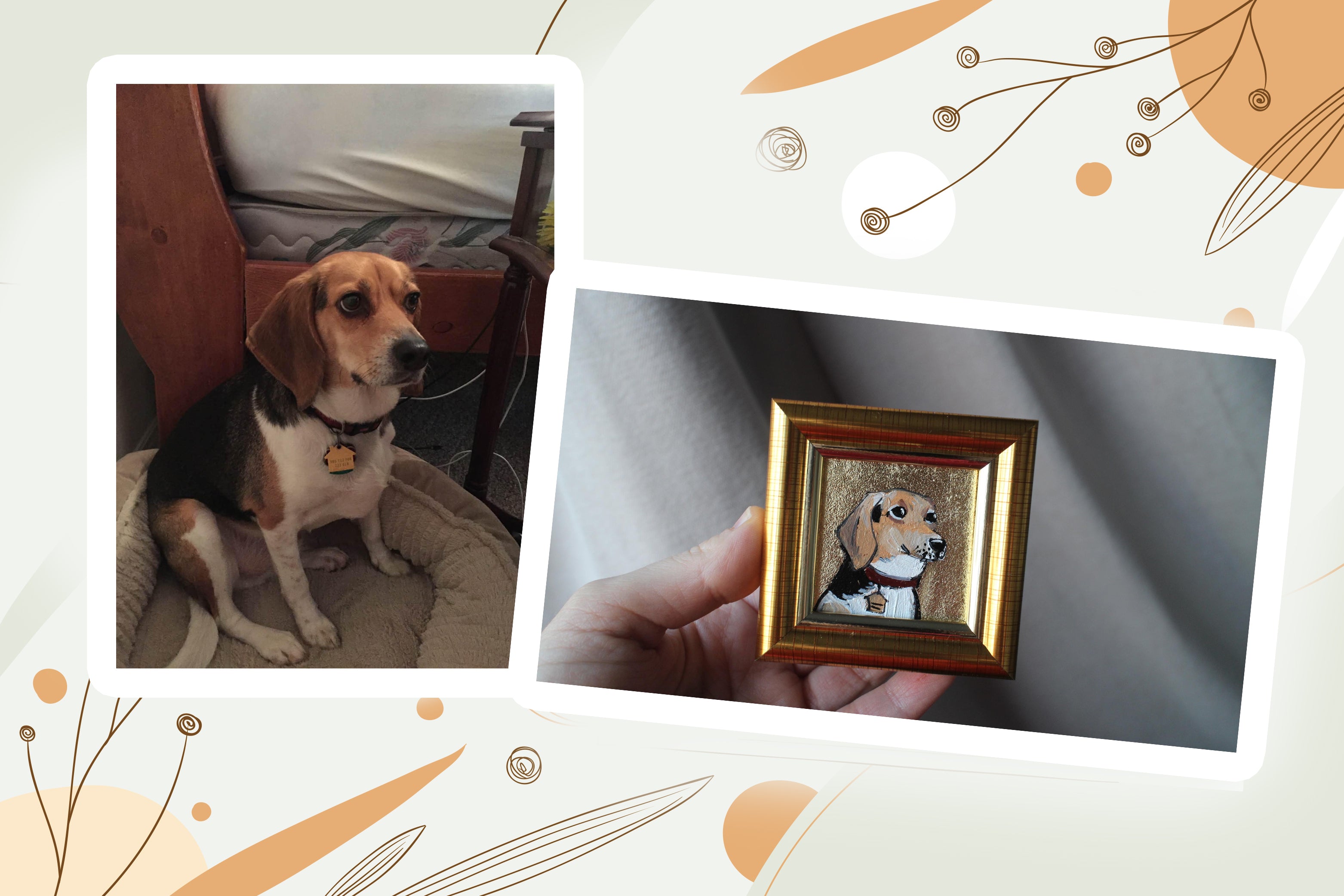 Have a unique idea or want a custom portrait of your beloved pet? I create hand-painted oil and watercolor artwork tailored to your wishes from your photos.