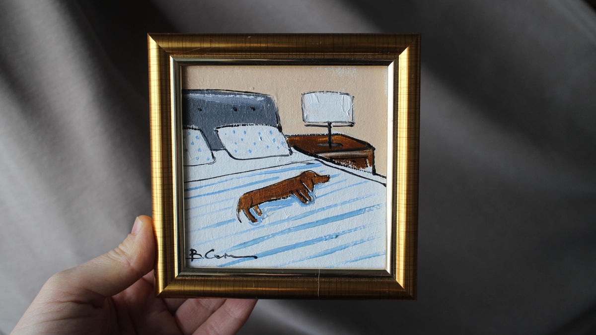 The Perfect Gift for Doxie Lovers:

Searching for a unique Dachshund gift? This tiny painting is an ideal choice for dog moms, pet owners, or anyone who collects miniature animal art. It makes a thoughtful birthday present, housewarming gift, or a "just because" treat for a sausage dog enthusiast.