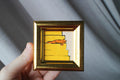 Miniature Orange Cat sleeping on the stairs Oil Painting: Handmade Framed Art (2x2 in)